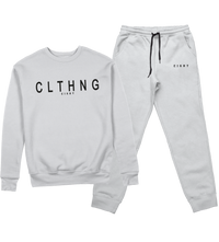 ENSEMBLE SWEAT COL ROND | "CLTHNG" - Blanc/Noir