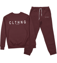 ENSEMBLE SWEAT COL ROND | "CLTHNG" - Bordeaux/Blanc