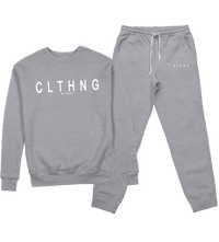 ENSEMBLE SWEAT COL ROND | "CLTHNG" - Gris Chiné/Blanc