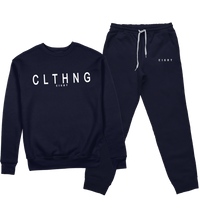 ENSEMBLE SWEAT COL ROND | "CLTHNG" - Marine/Blanc