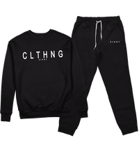 ENSEMBLE SWEAT COL ROND | "CLTHNG" - Noir/Blanc